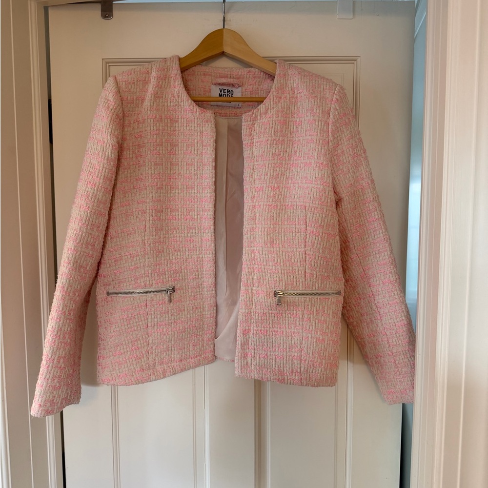 Vero Moda Soft Pink Tweed Blazer